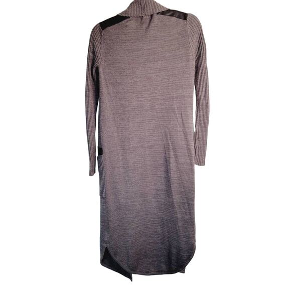 Silence & Noise Womens X-Small Grey Duster Cardigan Sweater Faux Leather Details - Picture 2 of 8